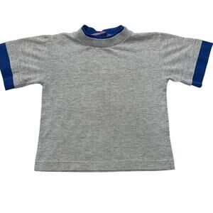 VTG 80s McGregor Boys Medium (5-6) Gray Blue Layered Look Tee TShirt